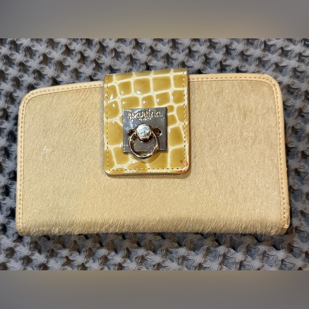 Spartina 449 Cream/Beige Croc and Gold Accent Wallet